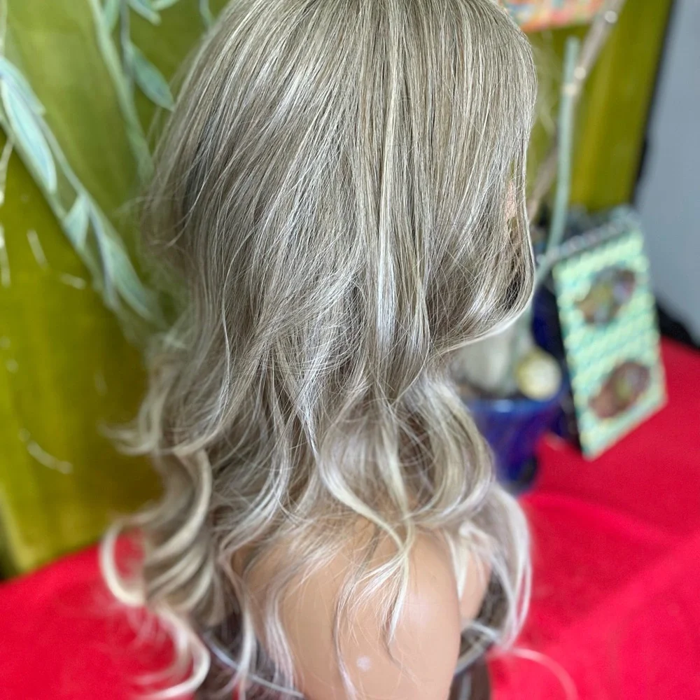 icy ash silver blonde balayage wig